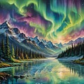 Northern Lights Over Lake Abraham